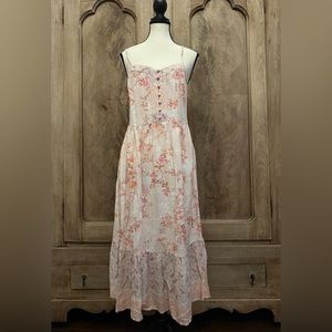 NWOT WONDERLY PINK FLORAL MIDI DRESS SIZE MEDIUM